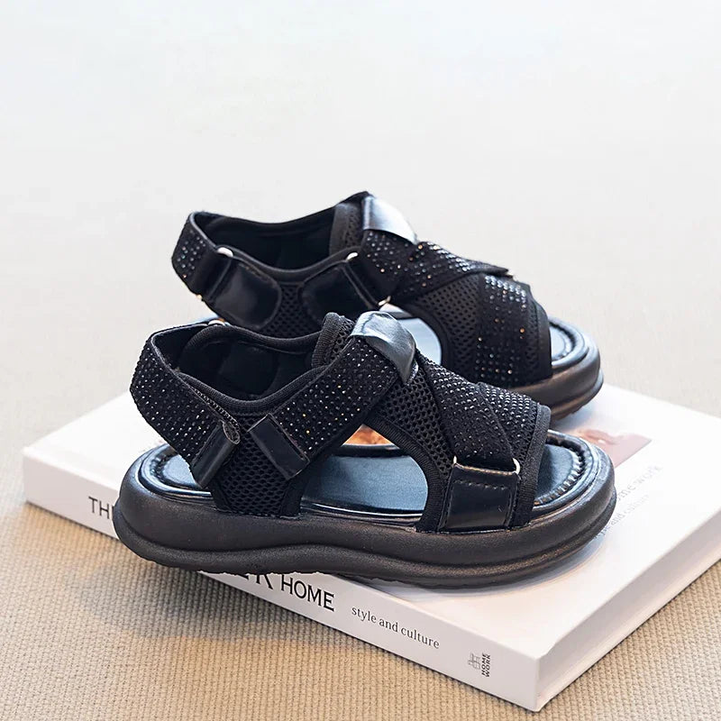 Summer Girls New Sandals Breathable Mesh Children's Causal School Sandals Simple Fashion Kids Beach Platform Sandals Open-toe