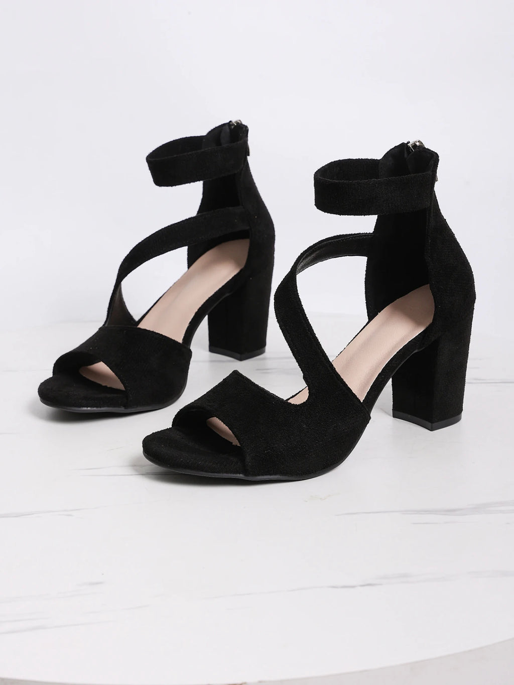 Summer 2025 Women's Sandals Roman Style High Heel Sandals Fashion Casual Solid Color Sandals