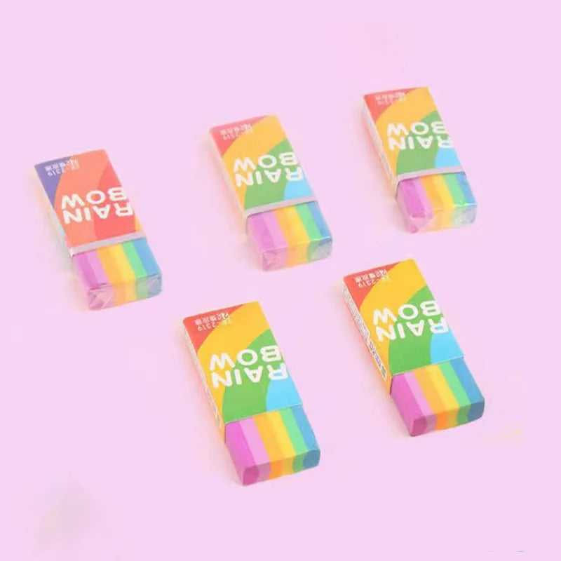 1 Piece Lytwtw's Cute Kawaii Creative Rainbow Eraser Rubber Stationery School Supplies Novelty Lovely Eraser