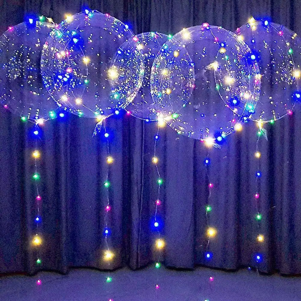 3Pcs LED Light Up Balloons Glow In The Dark Transparent Led Balloons for Weddings Birthdays Valentine's Day Party Festival Decor