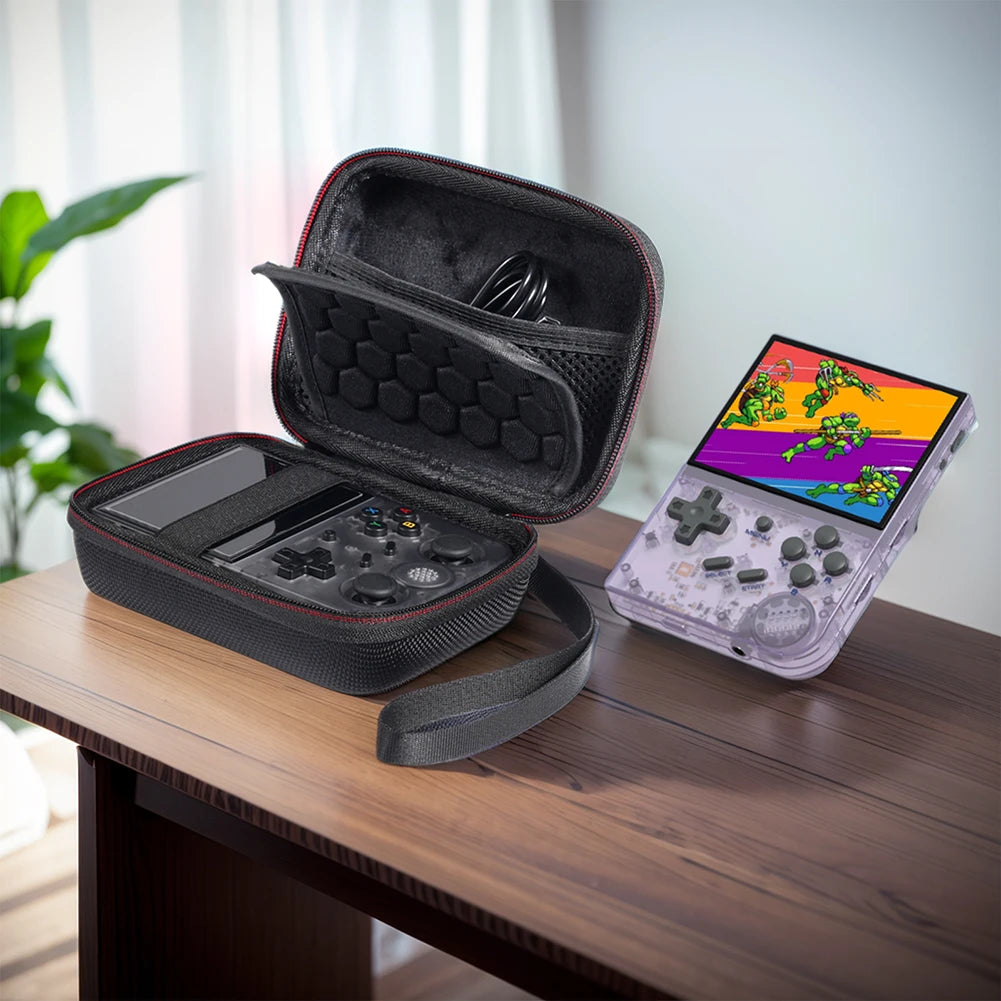 Hard Carrying Case For R35S R36S Anti-Scratch Shockproof Travel Storage Bag w/ Mesh Bag&Hand Strap for Anbernic RG35XX/V/VS