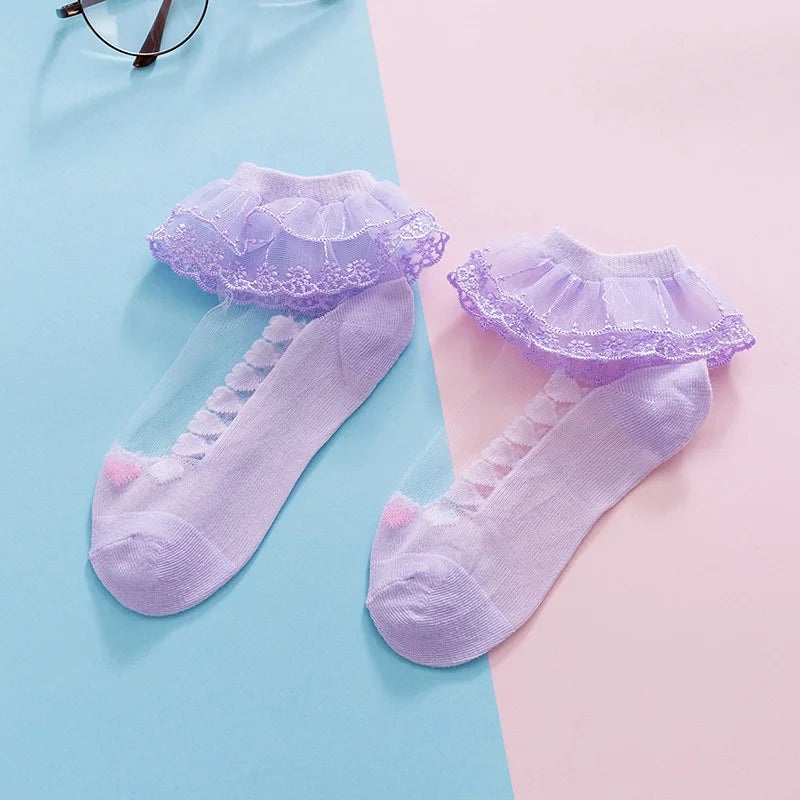 1 Pair Soild Color Thin Lace Mesh Socks for Baby Children Girls Summer Dresses Paired with Princess Socks Baby Clothing