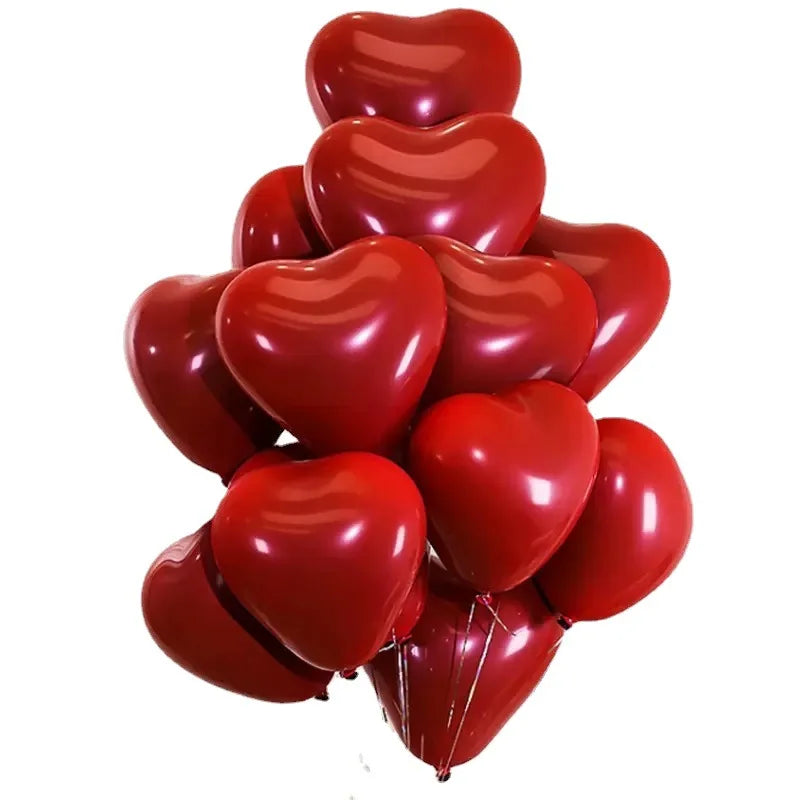 Wedding balloons, wholesale of wedding balloons, double-layer pomegranate red heart shaped balloons, love balloons, wedding room