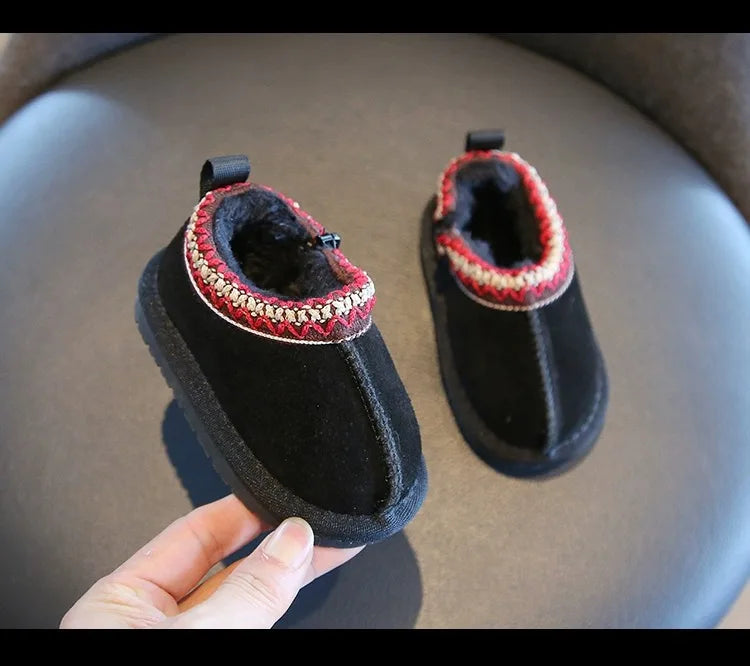 Baby Warm Casual Flat Low Top Snow Boots 2025 Winter Fashion Childrens' Concise Soft Soled Comfortable Non Slip Cotton Shoes