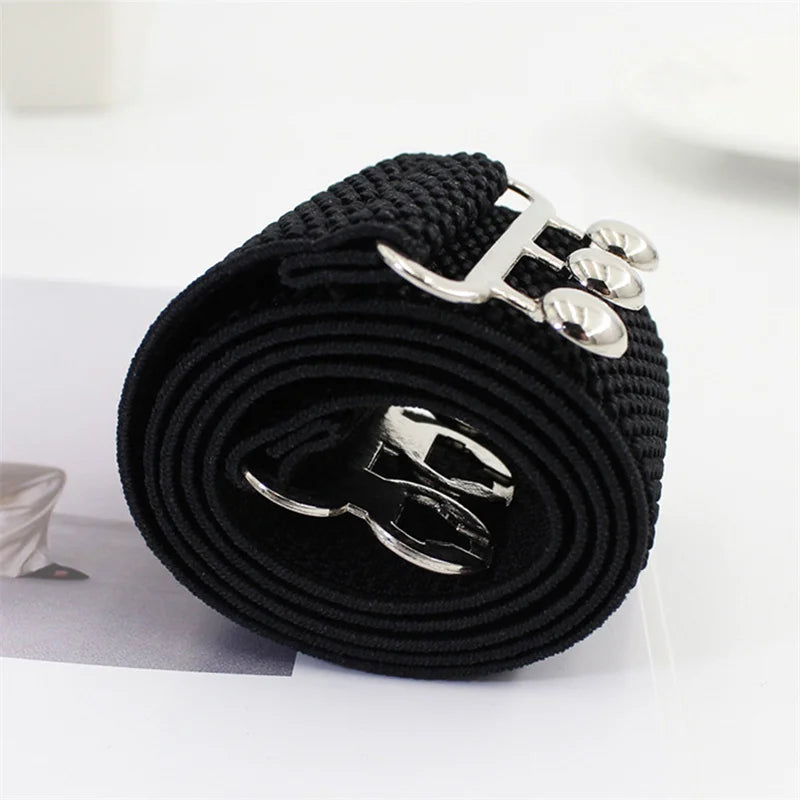 Women's Elastic Pair Buckle Belt Elastic Wide Belt Cummerbund Strap Belt Waist Decorative Waistband For Dresses Solid Color