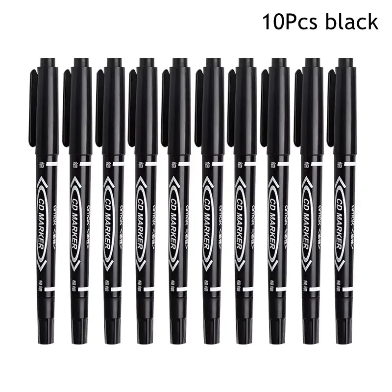 10-Piece Double-Ended Brush-Tip Marker Set Black/Red/Blue Drawing Set Ideal for Painting, Sketching, Writing, and Doodling