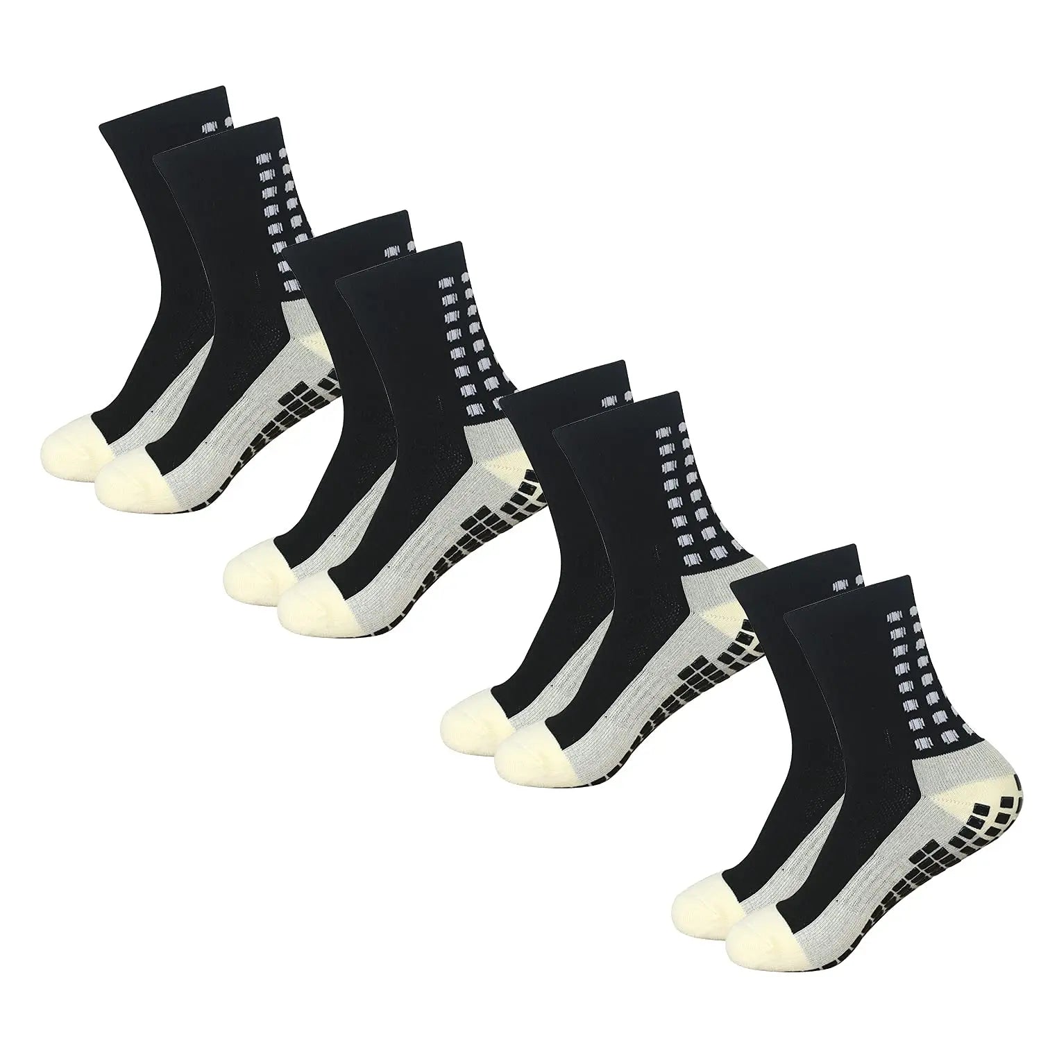 4 Pairs of Sports Socks Football Socks Men's Mid-calf Socks Breathable Silicone Anti-slip Dot Socks Basketball Yoga Socks