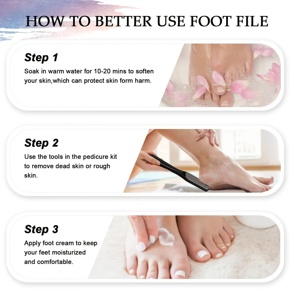 8/10-in-1 Professional Pedicure Kit Stainless Steel Callus Shavers Get Soft Smooth Feet with Stainless Steel Foot Care Tools
