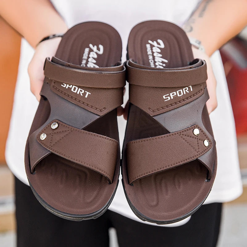 Summer Men's Sandals Fashion Beach Shoes For Men Classic Leather Slipper Male Outdoor Casual Leather Sandals Men