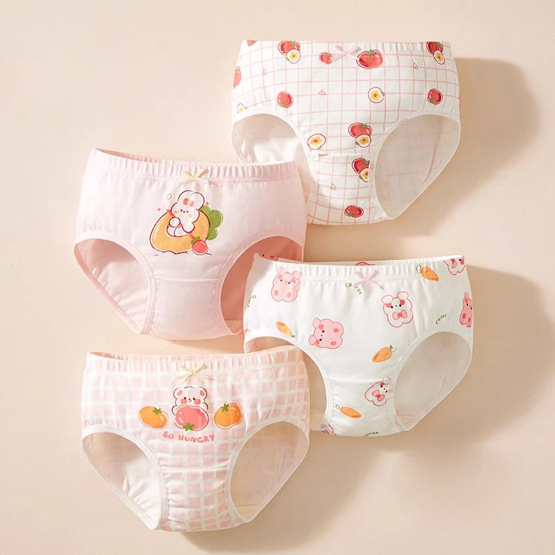 4Pcs/Lot Childen Girls Underwear Cartoon Cute Panties For Girl Cotton Toddlers Kids Breathable 1-14 Years Girls Briefs