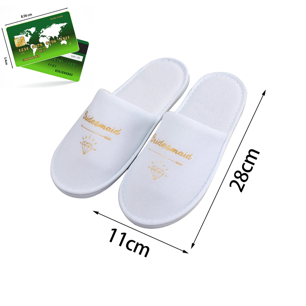 Personalised Wedding Bridal Party Slippers Bride / Bridesmaid Gift rose gold foil gold glitter Open Toes Slipper