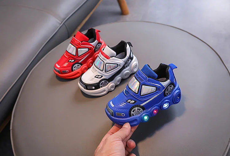 Autumn New Fashion Child Sneakers Versatile Car Cartoon Boy Shoes Comfort Thick Soled Luminous Casual Shoe Brand Sneakers Boy