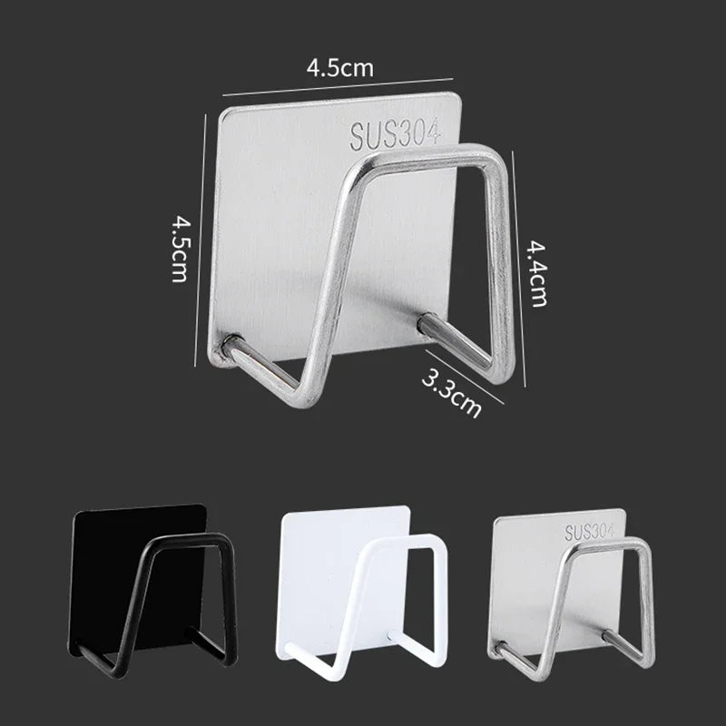Kitchen Wall Hooks Accessories Storage Organizer Self Adhesive Drain Drying Rack Stainless Steel Sink Sponges Holder