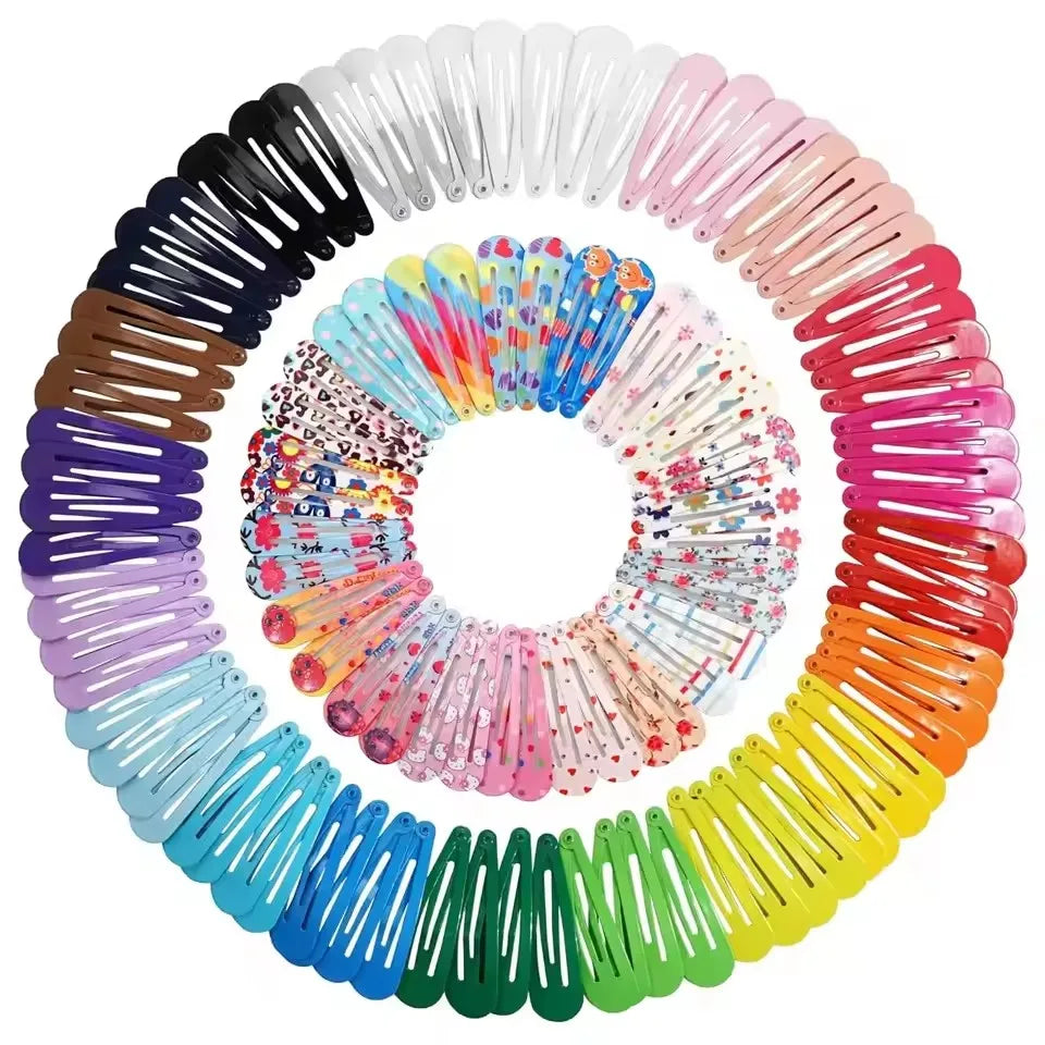 Candy Colour Snap Hair Clips Set – Glossy No-Slip Barrettes for Baby Girls