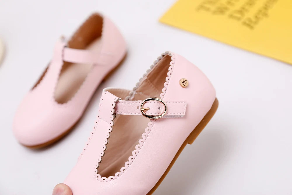 AS New Kids Shoes Children Beige Shoes Baby Boys Leather Shoes Toddler Princess Flats Girls Oxford Fashion Platform Mary Jane