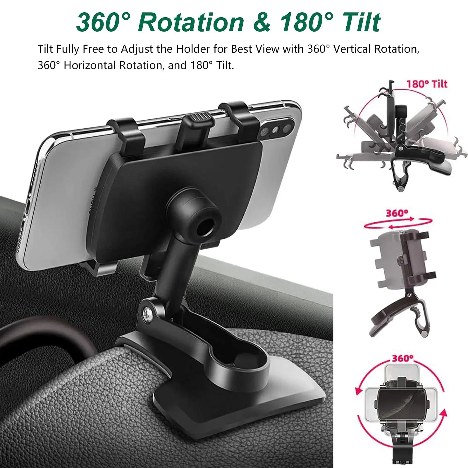 Universal 360° Rotation Car Phone Holder Stand Car Dashboard Clip Mount GPS Navigation Bracket For iPhone Samsung Xiaomi Huawei