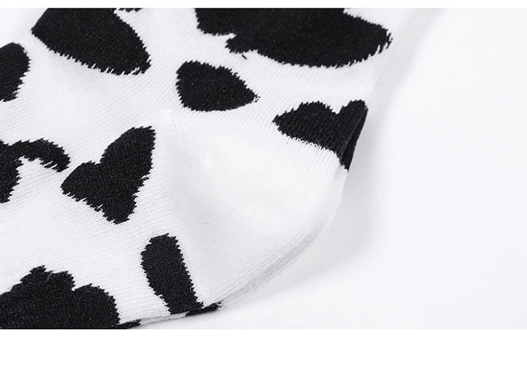 Cute Cow Print Socks for Women White Black Funny Cartoon Animals Sock Girls on Sale Fashion Casual Streetwear Skateboard