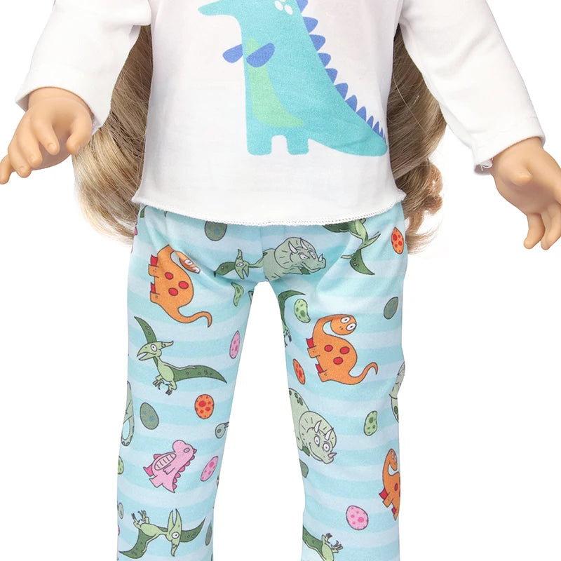 Doll Clothes Pajamas  For 43cm Baby New Born&American 18 Inch Girl Doll Unicorn Shark Cartoon Clothes Suit For Generation Doll