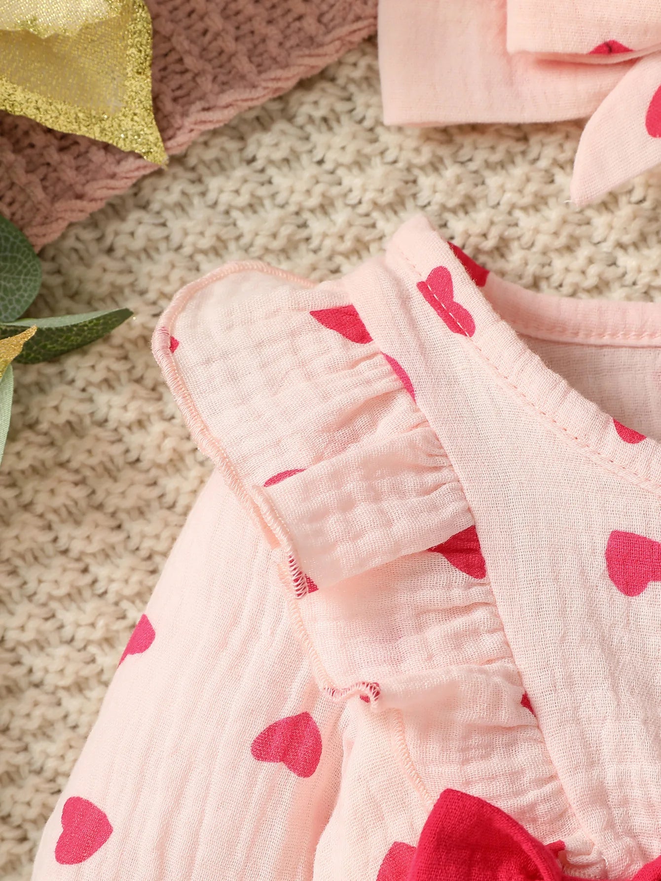 Baby Girl's All Seasons Long Sleeve Print Floral With Bow Daily Jumpsuit For Newborn-6M Clothes +Headband