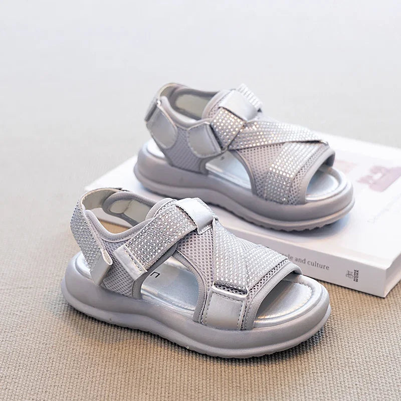 Summer Girls New Sandals Breathable Mesh Children's Causal School Sandals Simple Fashion Kids Beach Platform Sandals Open-toe