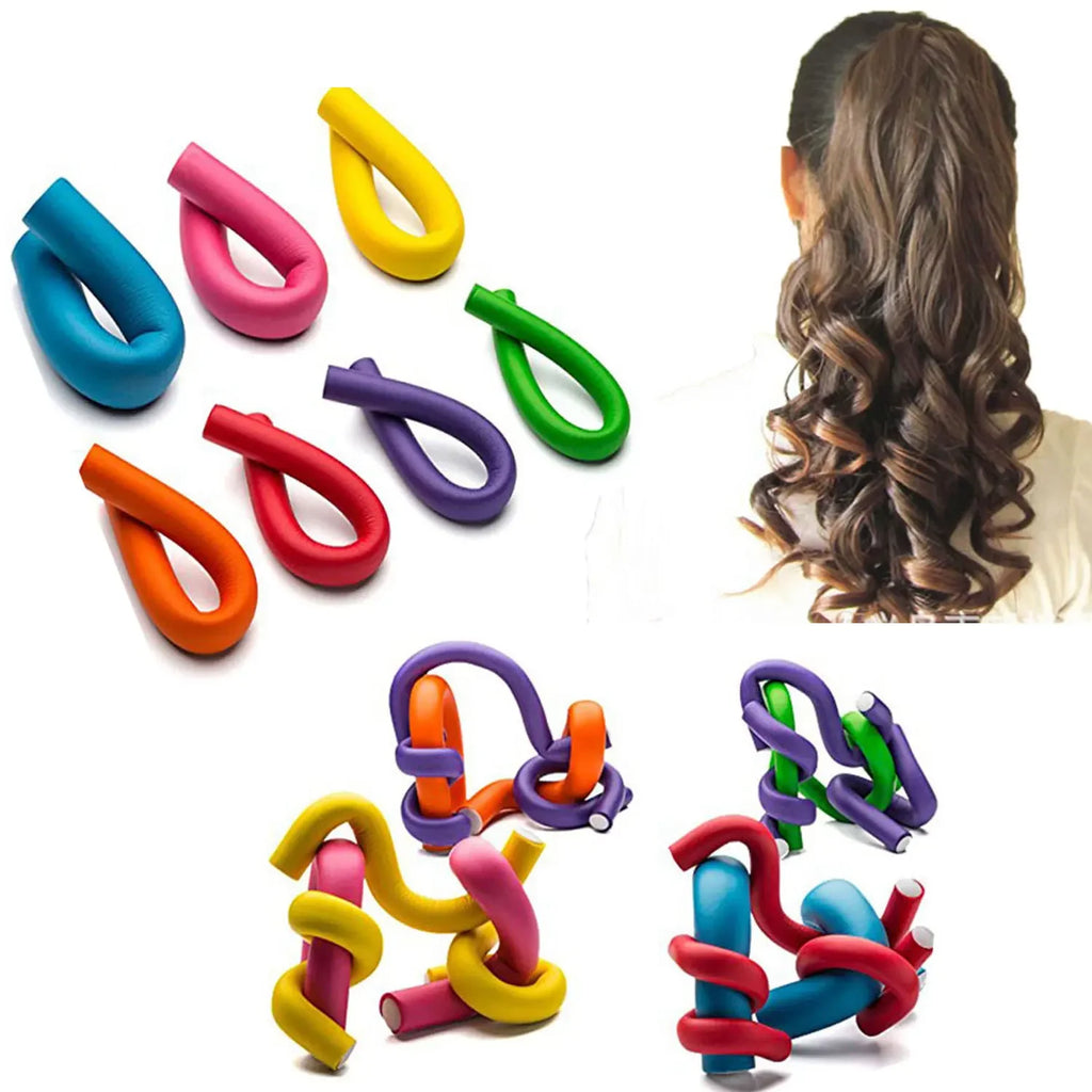 10pcs Flexible Hair Curling Rod Hair Curler Makers Soft Foam Bendy Twist Curls Flexi Rollers Styling Tools Hair Roller No Heat