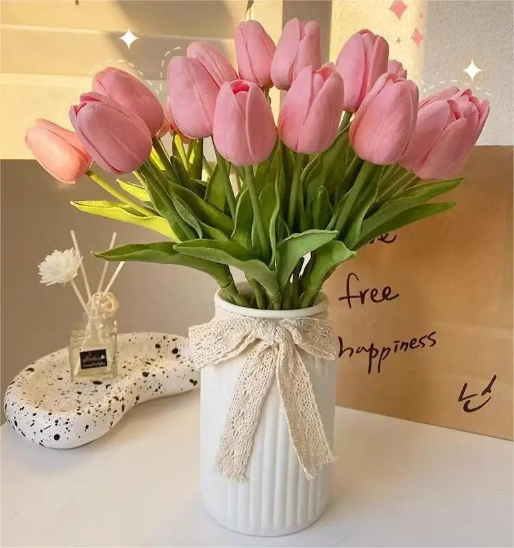 10/20PCS Simulate Handmade Tulip Bouquet Wedding Flower Arrangement Home Decoration
