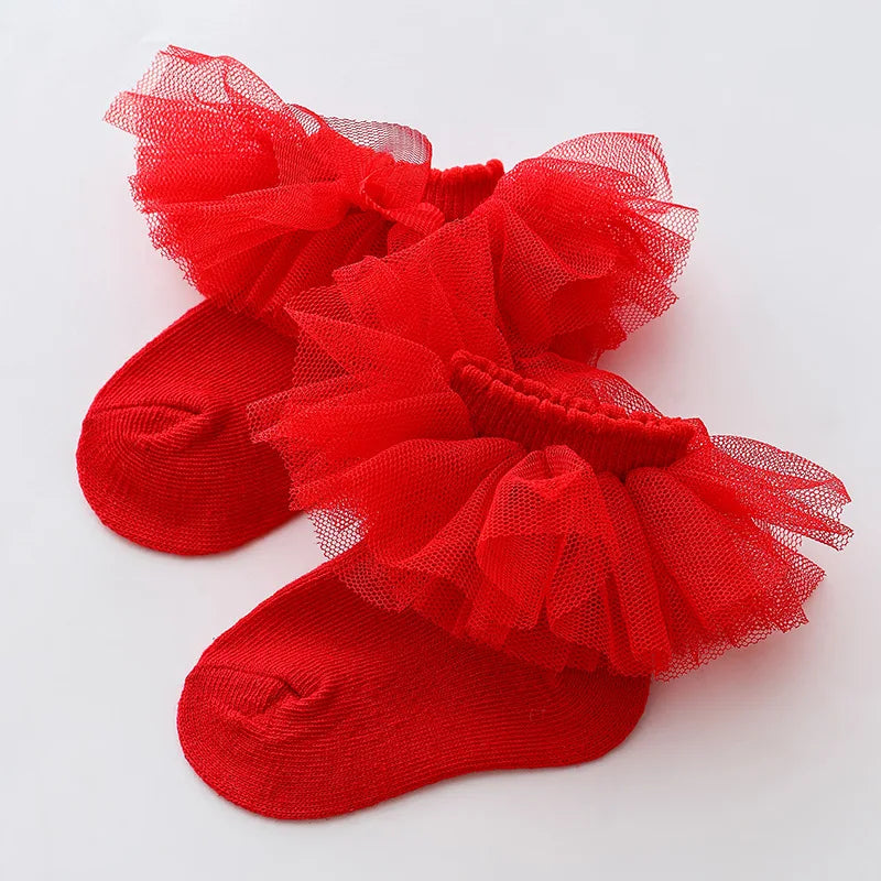 0-1Y Newborn Infant Toddler Baby Socks Girls Kids Princess Bowknot Lace Floral Short Socks Cotton Ruffle Frilly Trim Ankle Socks