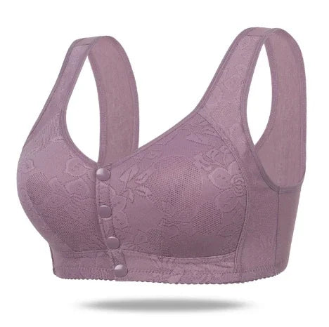 Mother Front Open Buckle Bra Underwear Brassiere Large Size Bra Without Steel Ring Thin Section Vest Type Mom breathable Brassie