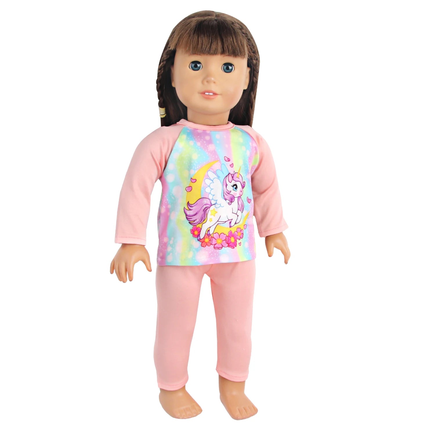 Doll Clothes Pajamas  For 43cm Baby New Born&American 18 Inch Girl Doll Unicorn Shark Cartoon Clothes Suit For Generation Doll