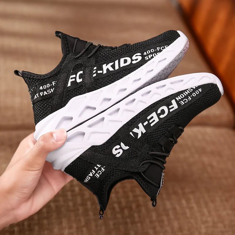 Kids Casual Low Top Lace Up Sneakers Boys Girls Breathable Lightweight Anti Slip Outdoor Walking Children Sports Running Tennis