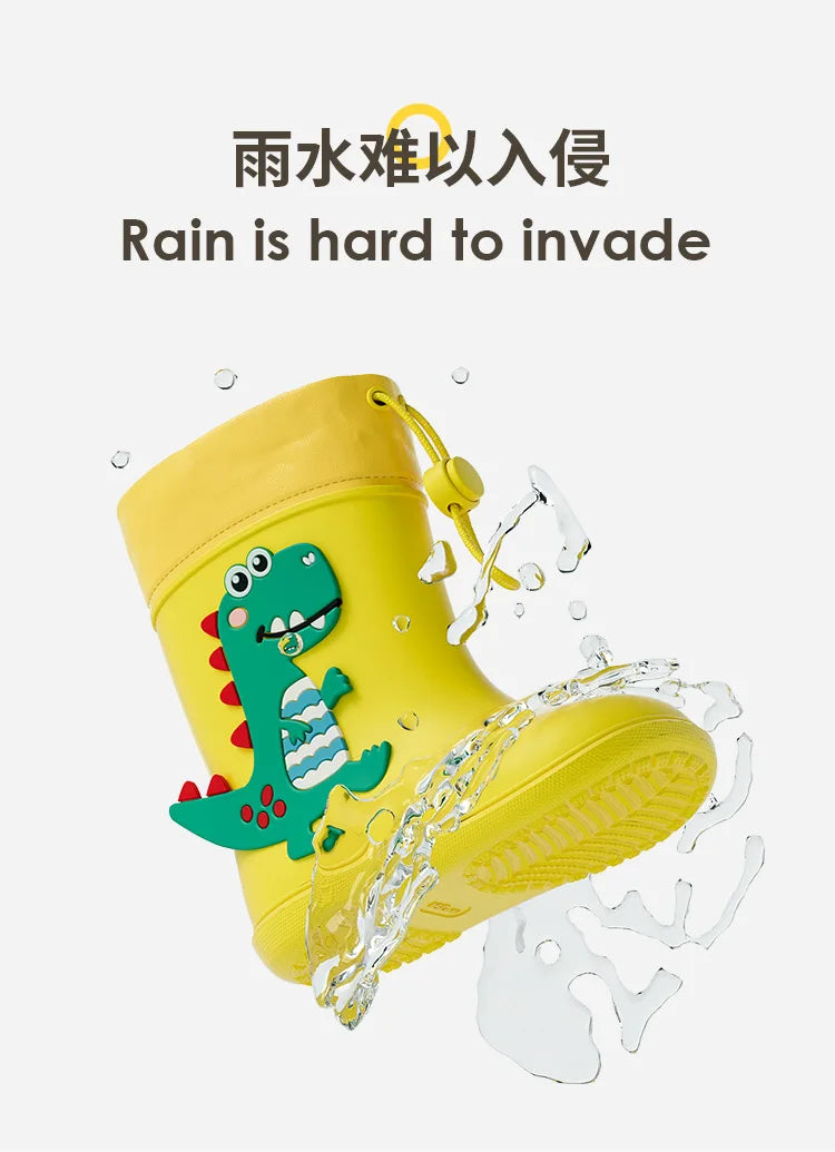 Kids Girl Boy Rain Boots Waterproof Toddler Rainboots Children's Shoes Rubber Boots Kids Baby Cartoon Dinosaur Water Shoes Boots