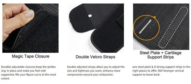 Breathable Waist Trainer Gym Girdle Back Lumbar Support Belt with 8 Stays Adjustable Abdominal Binder for Man Women Lumbar Pad