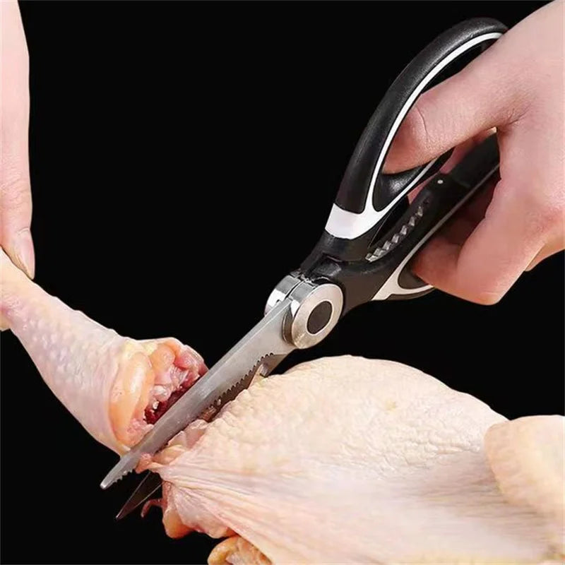 Kitchen Scissors Stainless Steel Multifunctional Non Slip Sharp Chicken Bone Scissors Chicken Wings Fish Killing BBQ Scissors