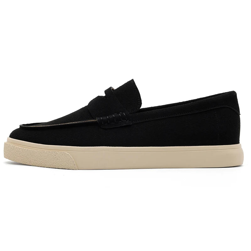 New Suede Leather Mens Loafers Cowhide Slip On Flats Handmade Casual Shoes Leisure Walk Moccasins Outdoor Business