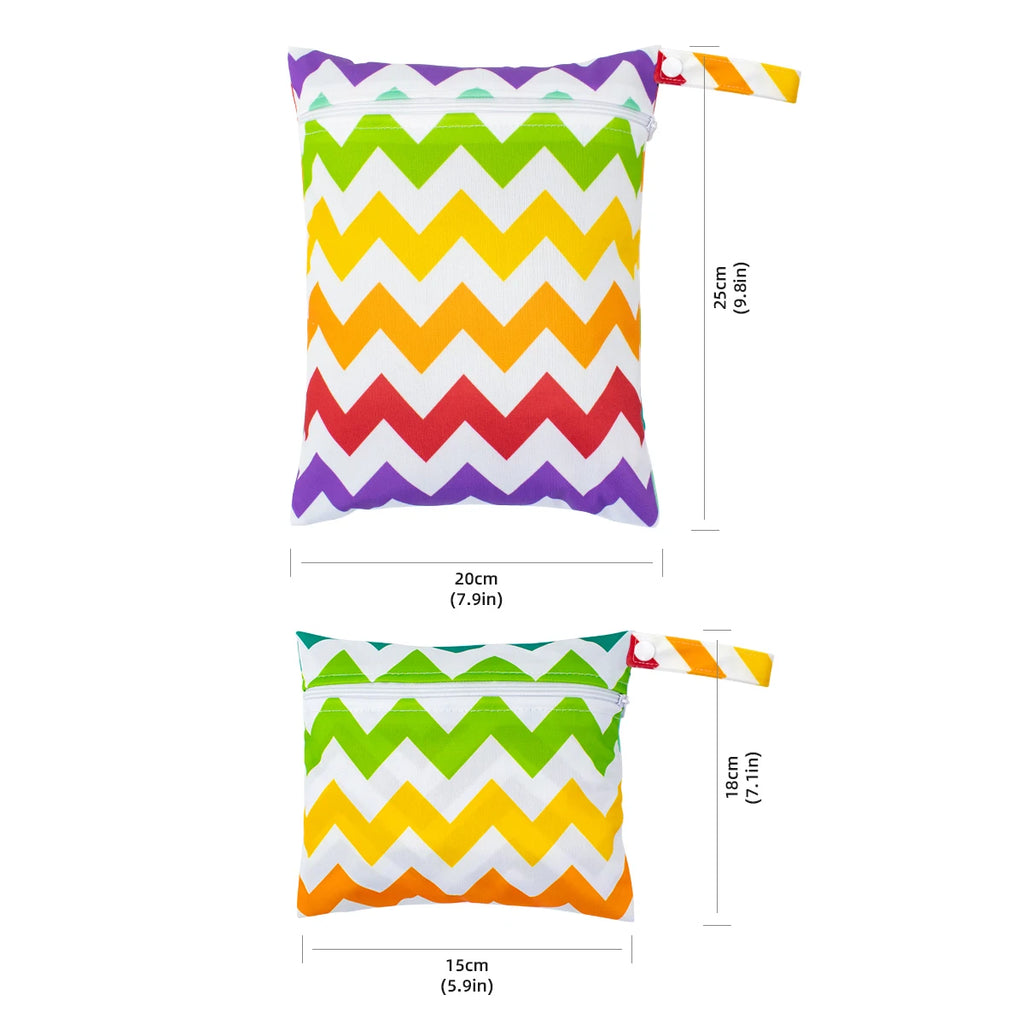 2pcs Set Smooth Zipper Pocket Multi-Scenario Use Can Be Hung Waterproof Reusable Diaper Cover WetBag Washable Yoga Bag