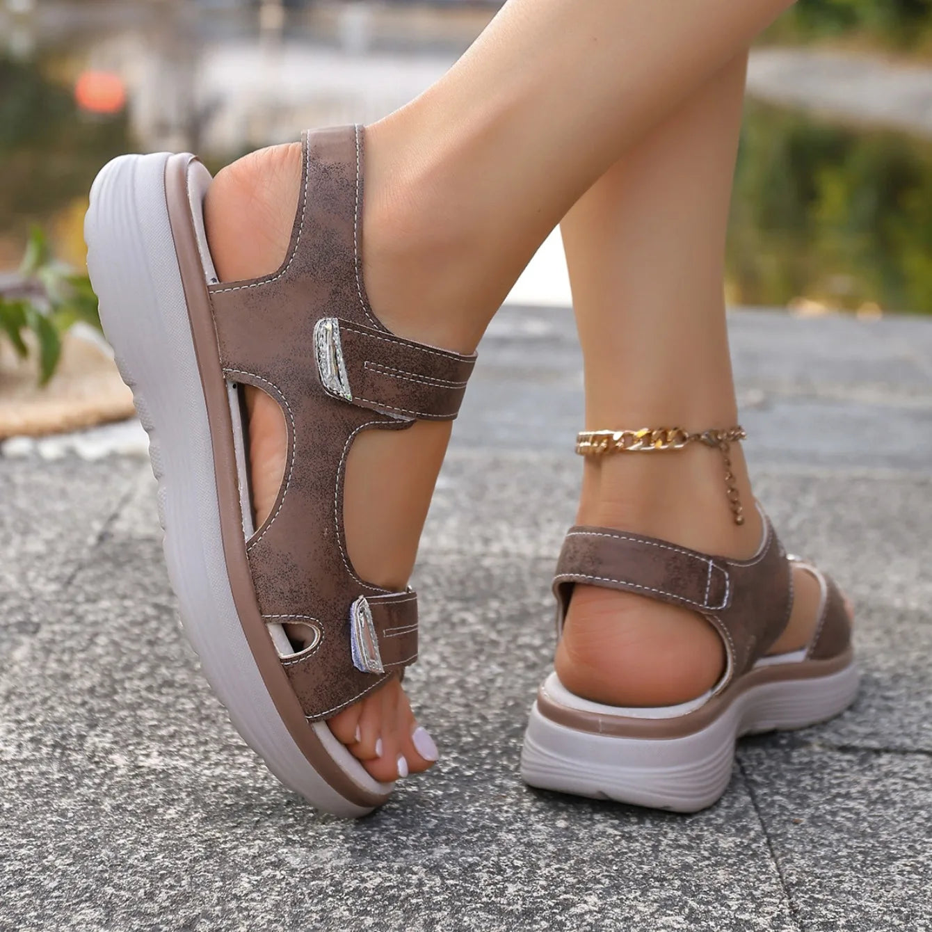 Summer Wedge Sandals for Women 2026 New Fashion Non Slip Beach Shoes Woman Lightweight Casual Platform Plus Size Sandals Women