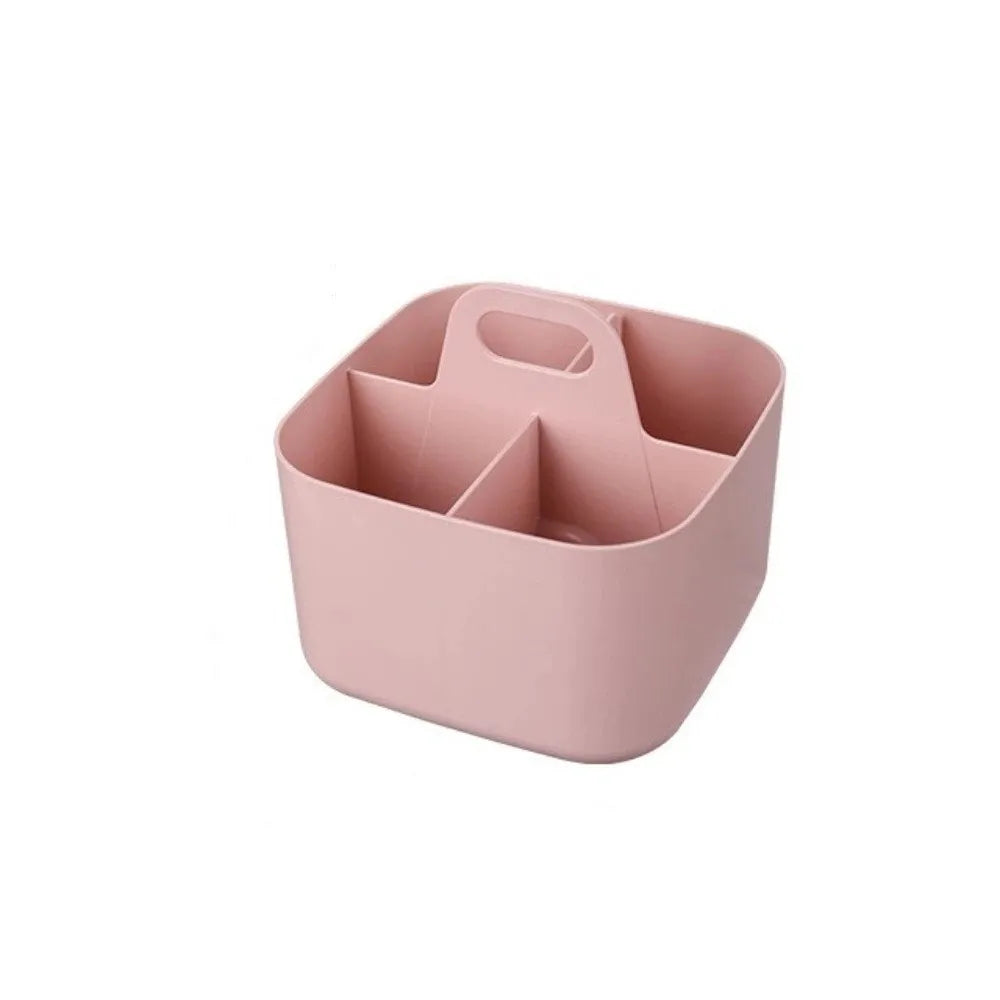 Plastic Cosmetic Organiser Multi-compartment with Handle Split Pen Organiser Divider Sorting Desk Storage Basket Office