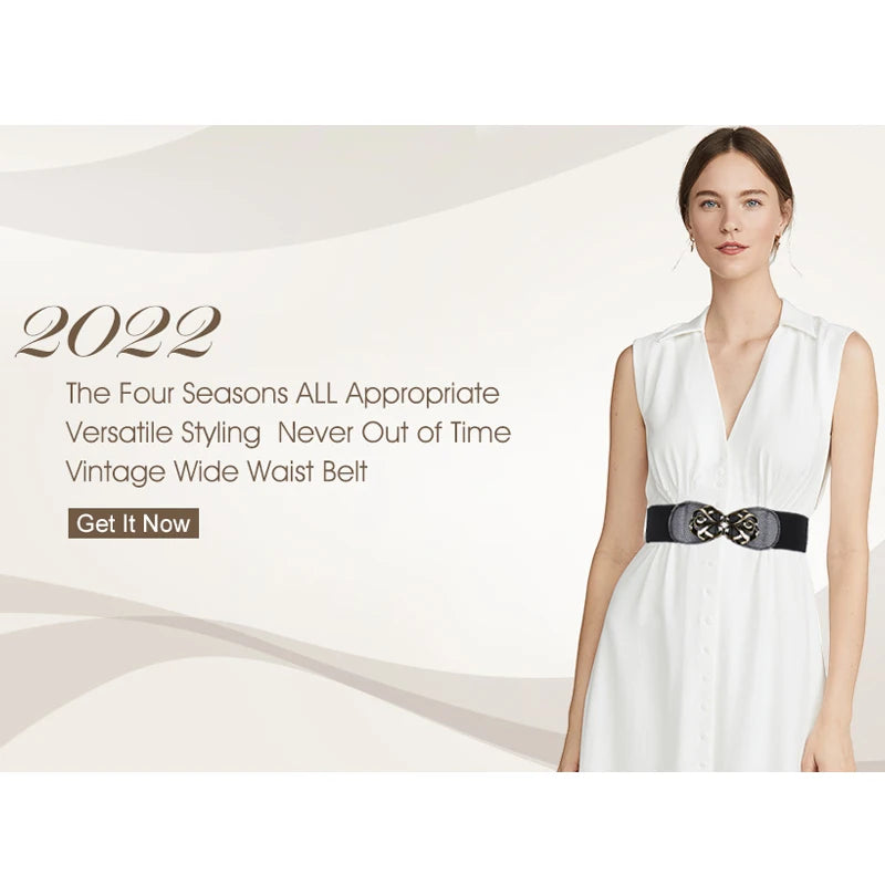 Women Wide Elastic Waist Belt Vintage Stretchy Waistband for Ladies Dresses