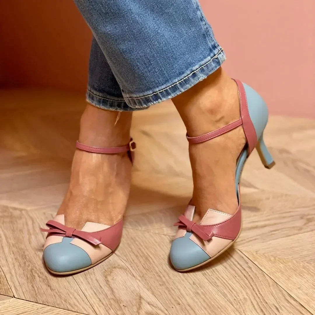Summer High-heeled Sandals for Women's Fashion Color Blocking Buckle Strap Hollow Sandals Women Shoes Plus Size40-43