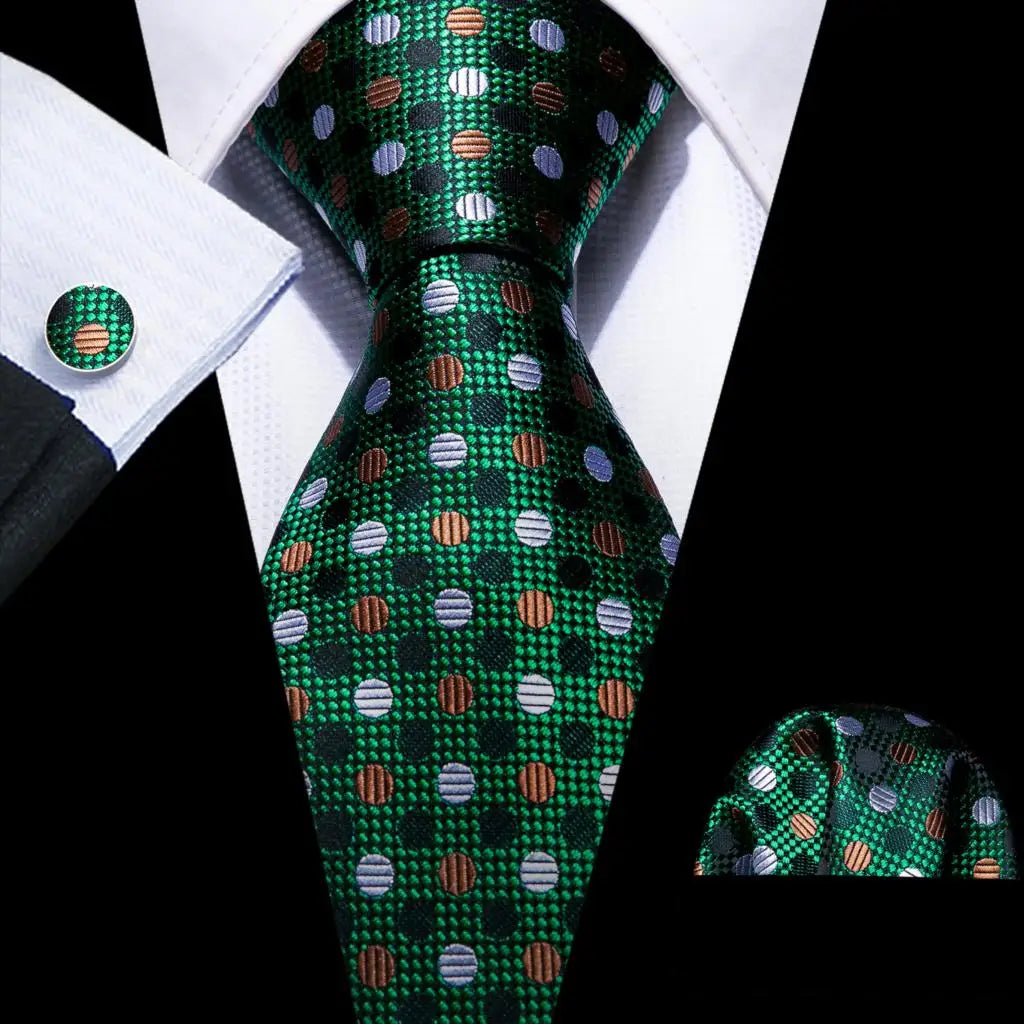 Barry.Wang Green Mint Teal Men Tie Hanky Cufflinks Set Jacquard Olive Sage Lawn Cyan Necktie for Male Wedding Business Gift