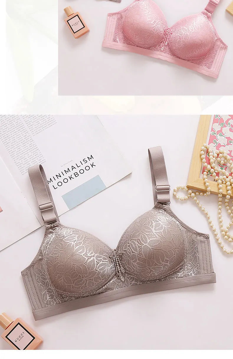 Comfortable Breathable Adjustable Brassiere Thin Section Without Steel Ring Bra Large Breasts Appear Small Side Gathering Bra