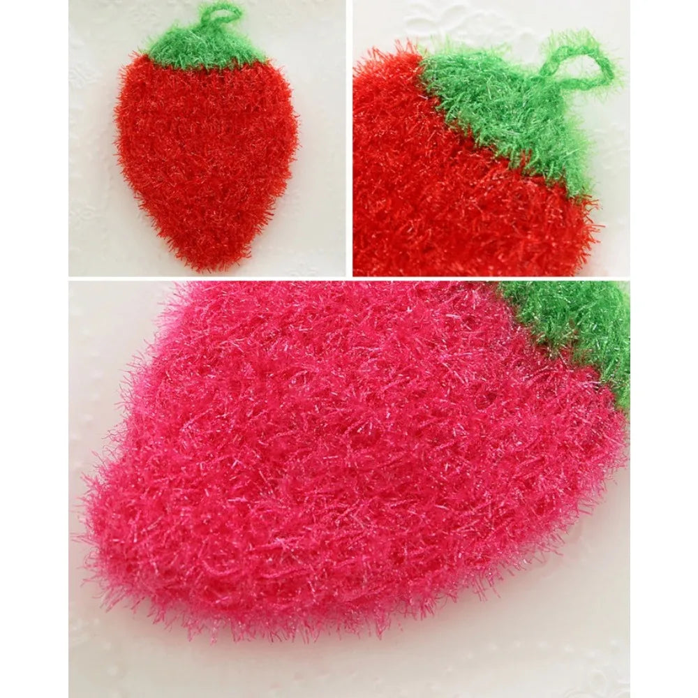 13*14cm Korea Style Strawberry Wipes Dishwashing Towels Acrylic Polyester Silk Dish Cloth Cleaning Cloth Kitchen Washing Towel