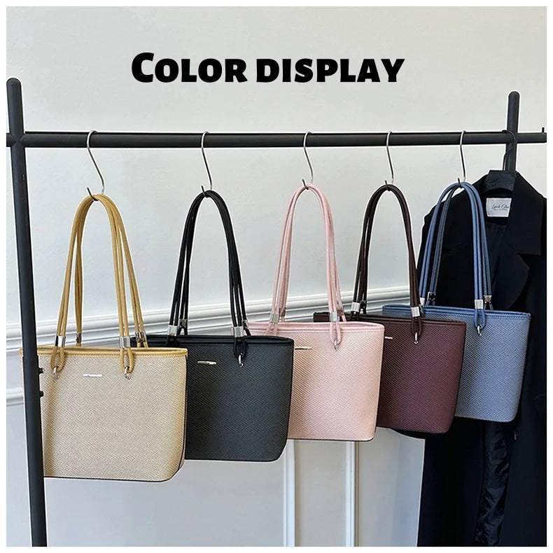 Pu Women's Shoulder Bag Stylish And Simple Solid Color Handbag Adjustable Shoulder Strap Waterproof Large Capacity Bucket Bag