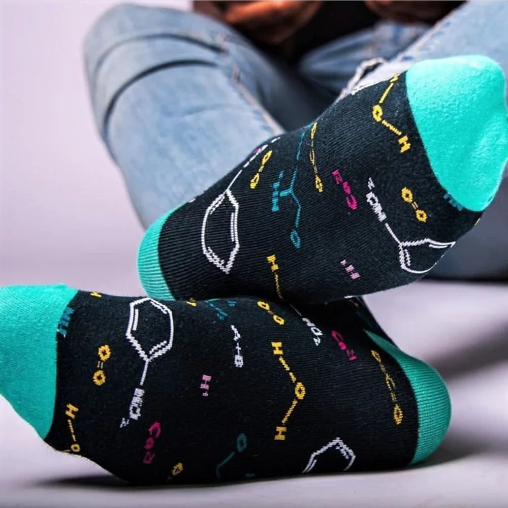 5 Pairs Men Middle Tube Socks Fun Casual Business Socks Colorful Halloween Animal Vintage Happy Woman Cotton Socks
