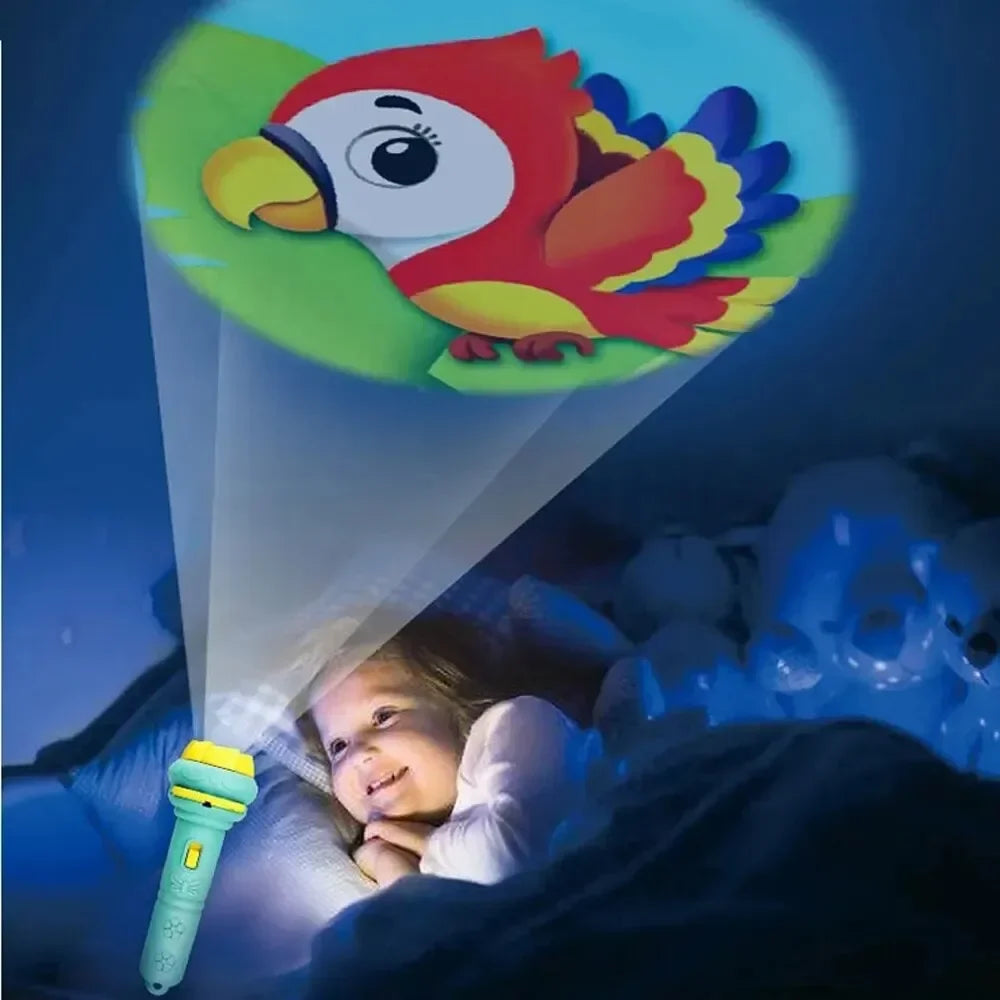 Projector Flashlight for Kids 10 Cards 80 Patterns Bedtime Toys Cartoon Light Educational Toy Gift for Toddler Boys Girls