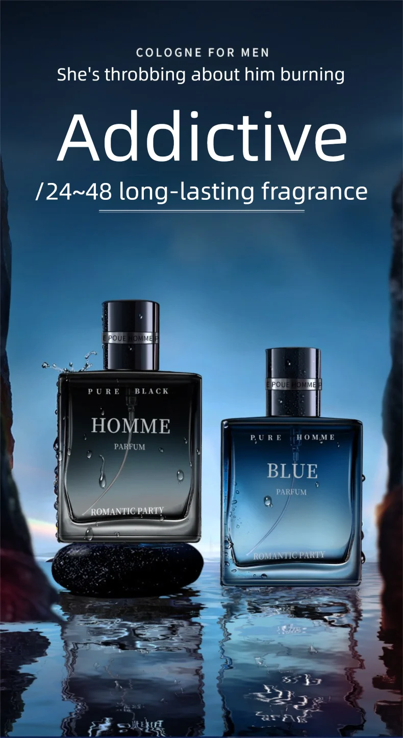 Man Perfumes Classic Pure BLUE Black EAU DE PARFUM Pheromone Perfume Azure Fragrance Body Spray for Men Gentlemen Attract Women