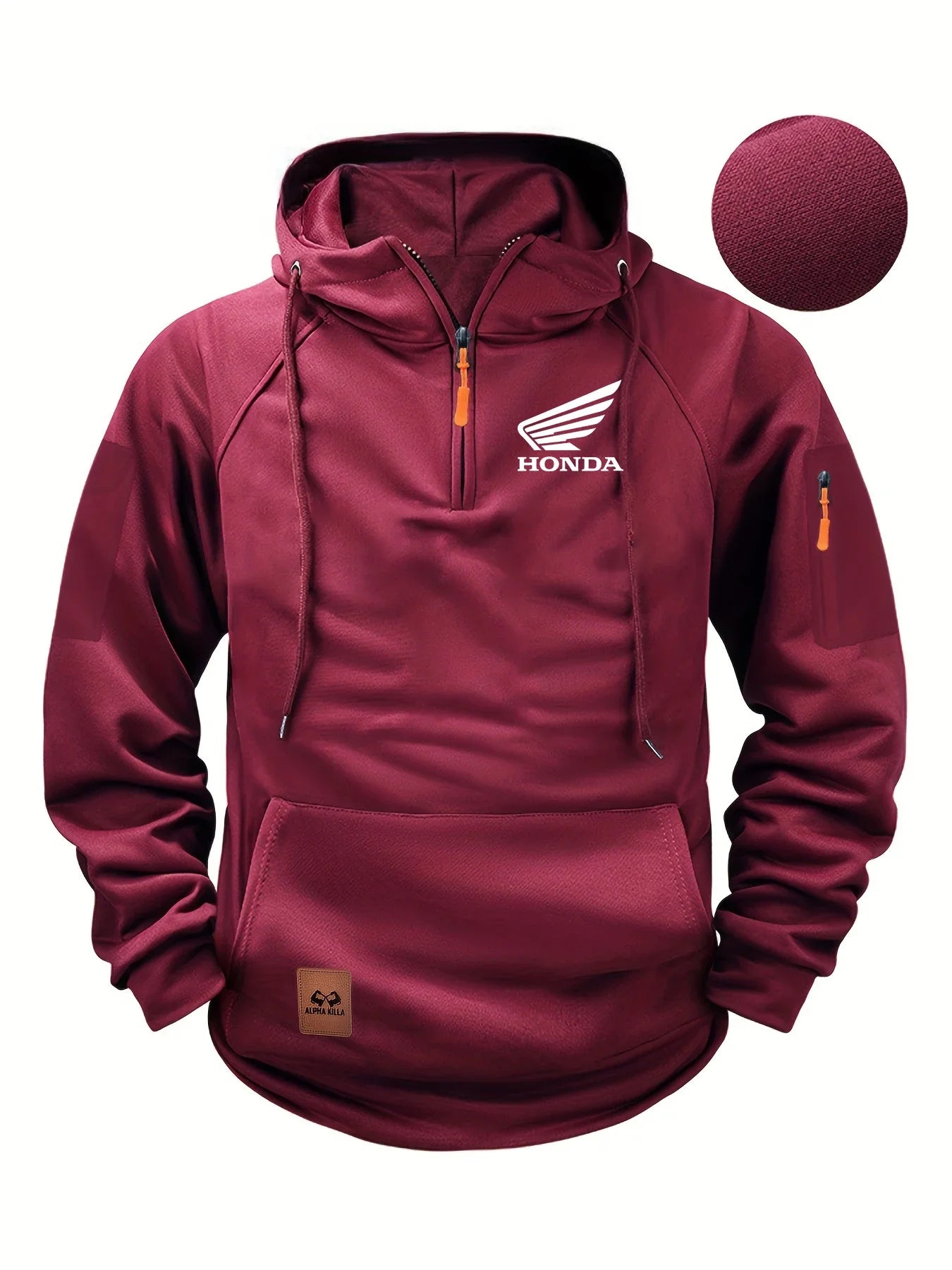 2025 New Honda Racing Team Outdoor Cycling Fashion Street Half Zip Hoodie Men's Motorcycle Racing Casual HRC Warm Hoodie