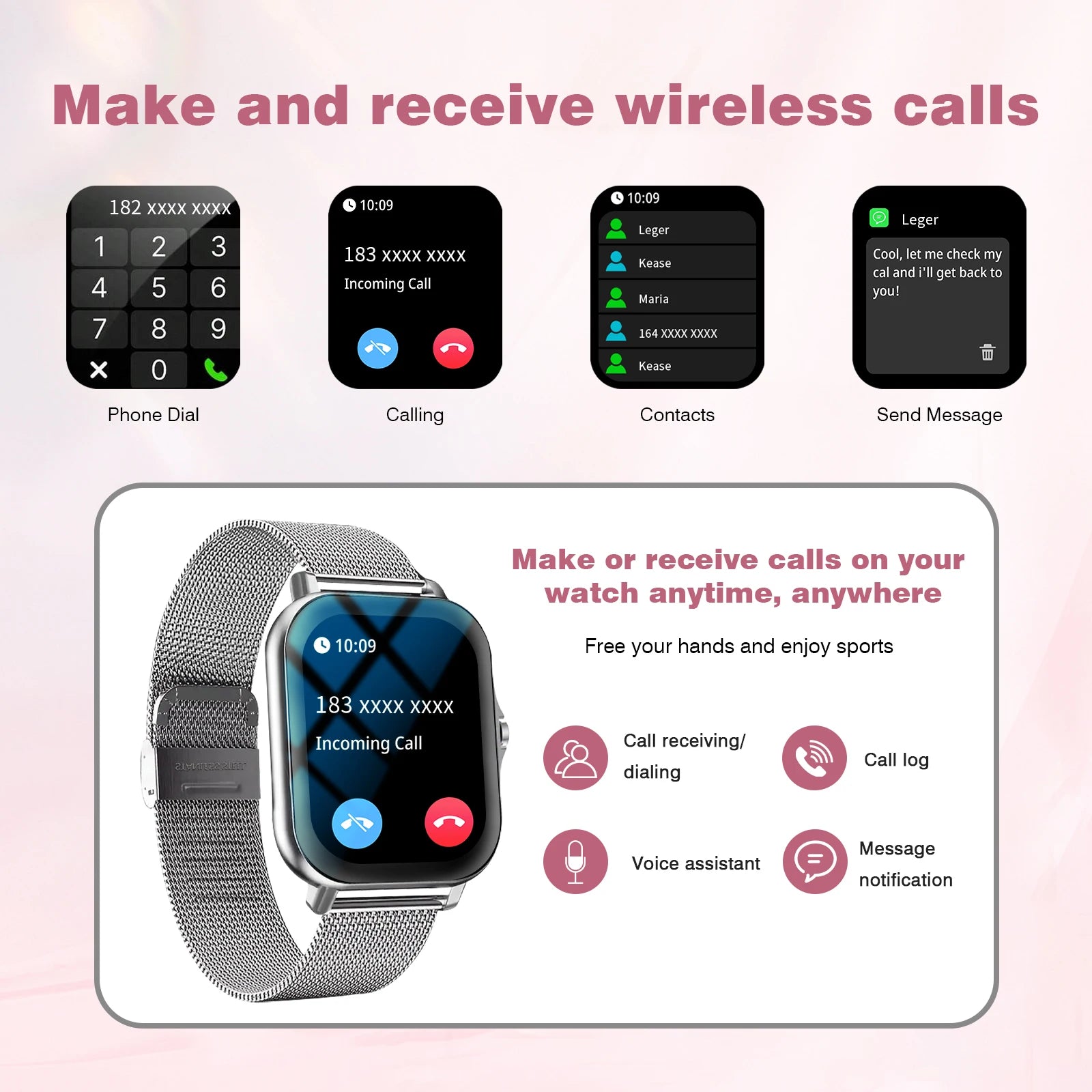 Smart Watch Multi-functional sports smart watch ,Wireless Calling, Personalized the Watch Faces,Music control