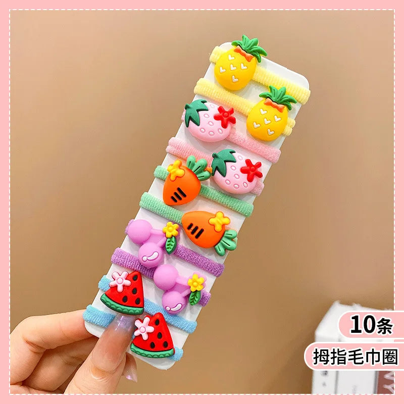 10pcs/Set Rubber Band for Children Cartoon Hair Band New High Elasticity Sweet Cute Baby Hair Rope Girls Hair Accessories