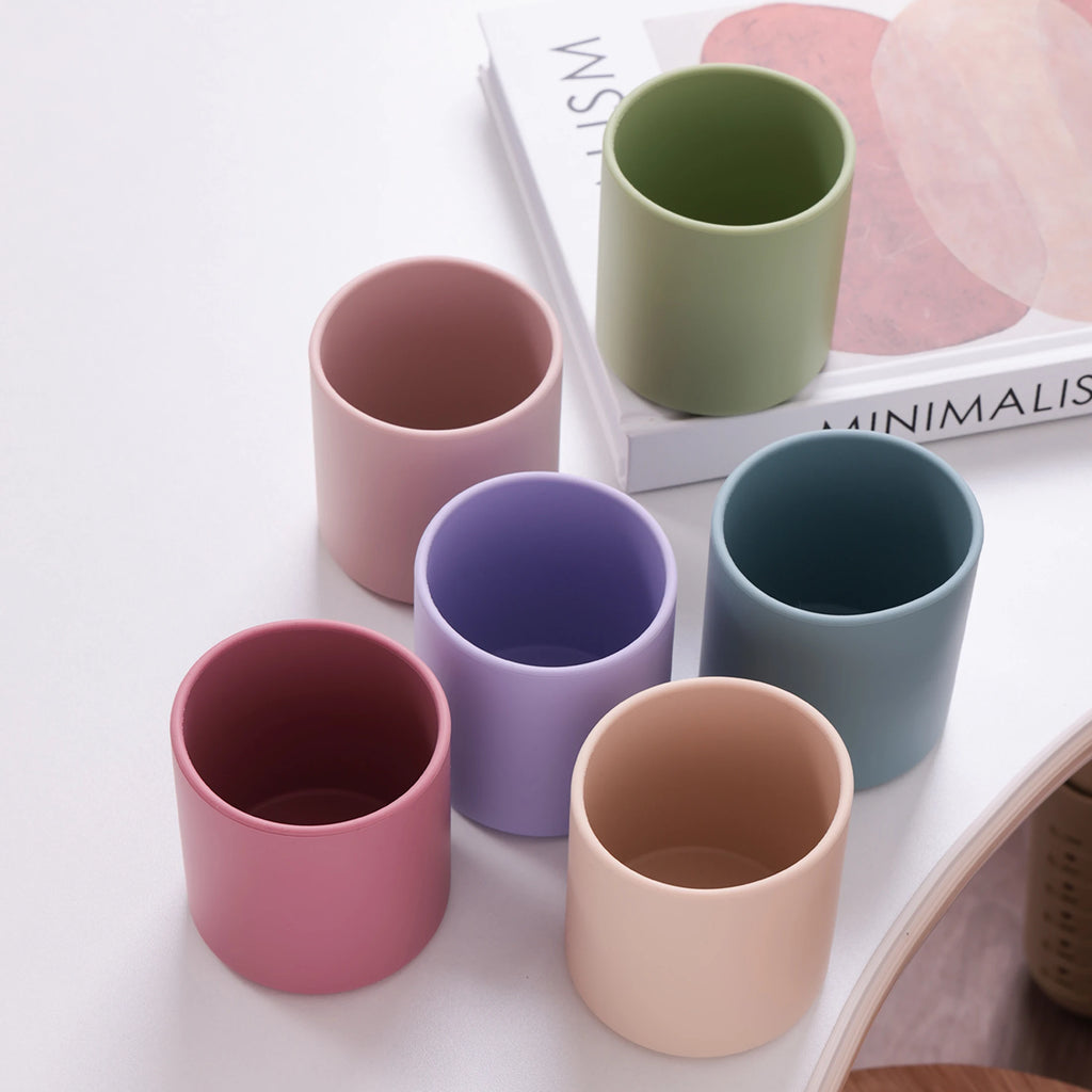 Color Kids 1PCS Food Grade Silicone Baby Training Cup BPA Free Infant Self Feeding Drinking Beginner Open Mouth Design Cup